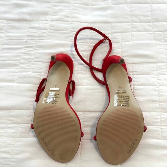 BEBE Red Spakly Wrap Heels BN - Picture 4 of 6